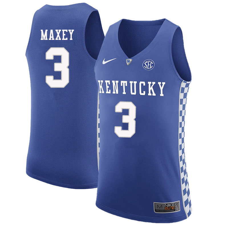Men #3 Tyrese Maxey Kentucky Wildcats College Basketball Jerseys Sale-Blue